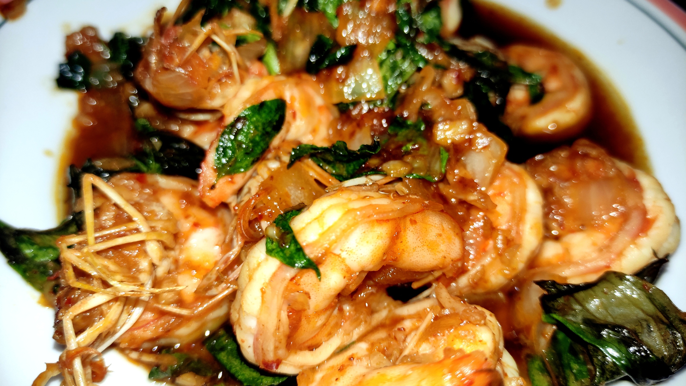 กุ้งผัดน้ำพริกเผา